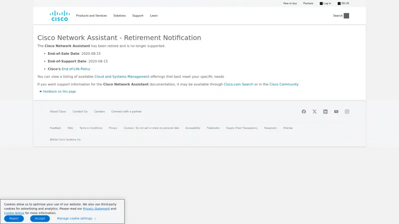 Homepage of Cisco Network Assistant