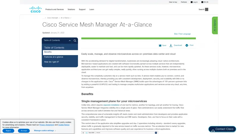 Homepage of Cisco Service Mesh Manager