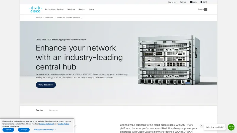 Homepage of Cisco 1000 Series Aggregation Services Routers