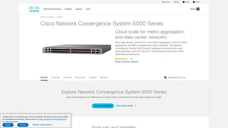 Homepage of Cisco Network Convergence System 5000 Series