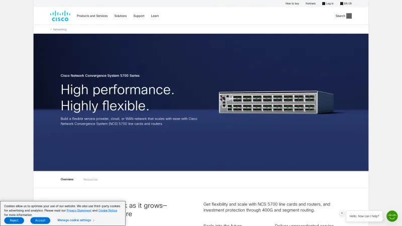 Homepage of Cisco Network Convergence System (NCS) 5700 Series