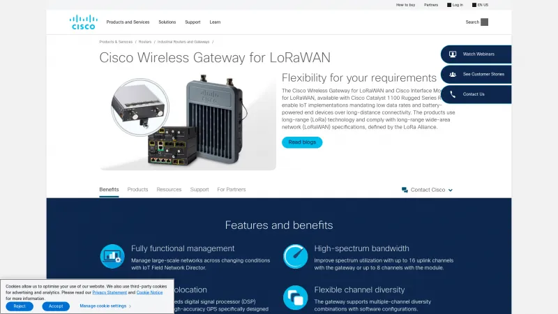 Homepage of Cisco Wireless Gateway for LoRaWAN