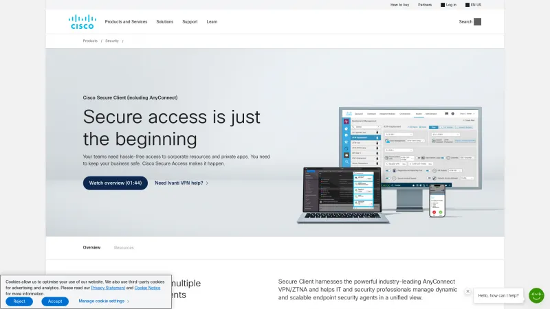 Homepage of Cisco AnyConnect