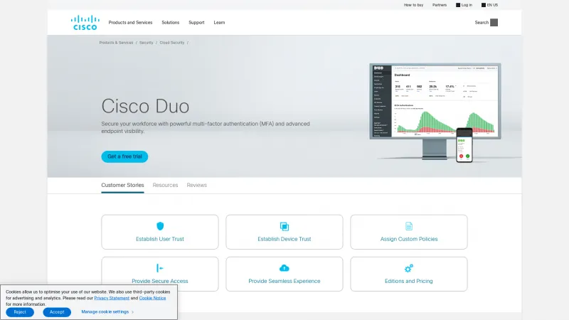 Homepage of Cisco Secure Access by Duo