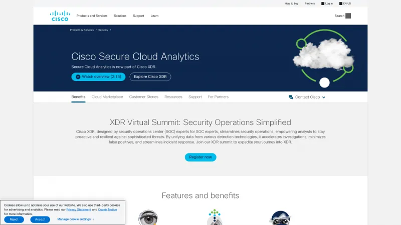 Homepage of Cisco Secure Cloud Analytics