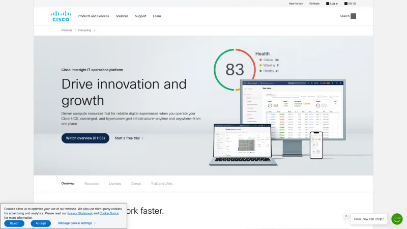 Homepage of Cisco Intersight