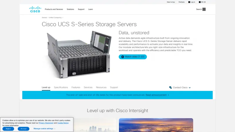 Homepage of Cisco UCS S-Series