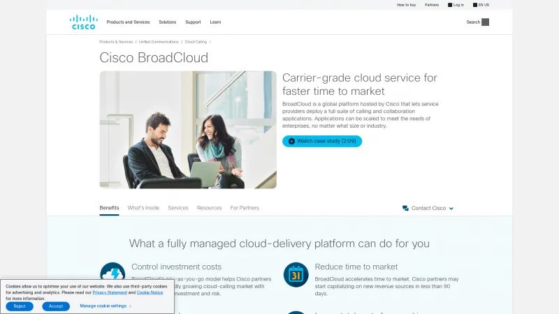 Homepage of Cisco BroadCloud