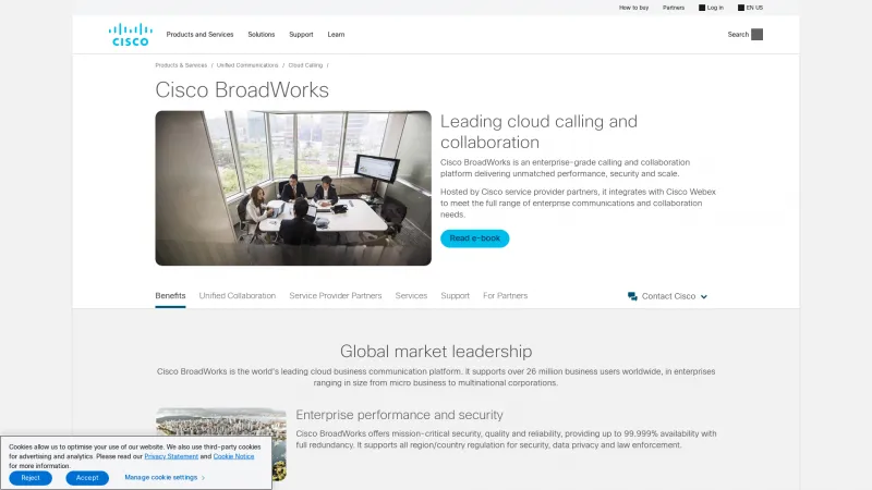 Homepage of Cisco BroadWorks