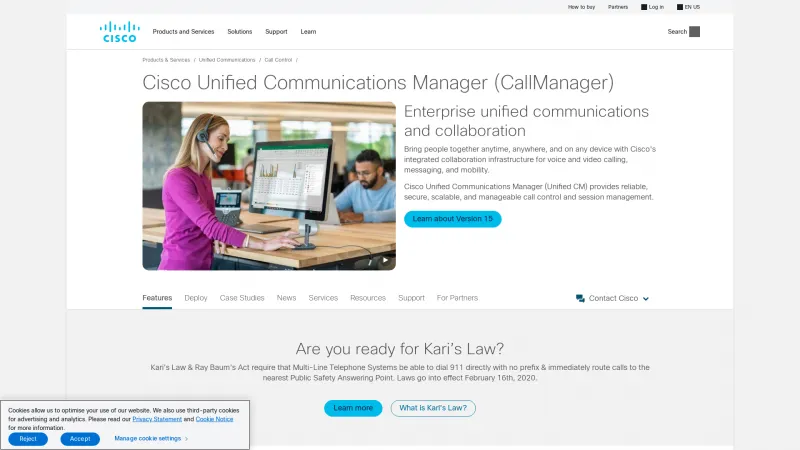 Homepage of Cisco Unified Communications Manager