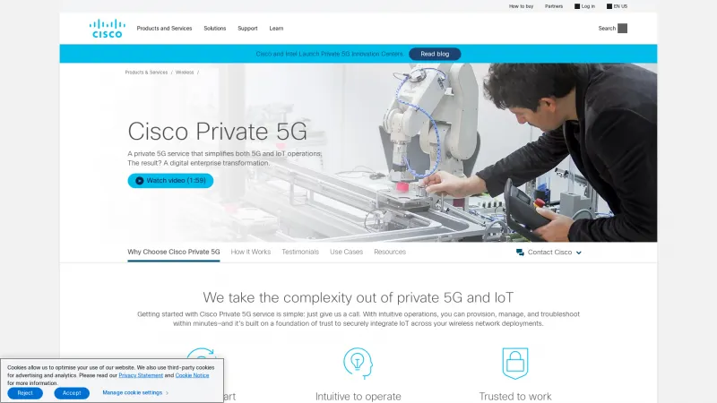 Homepage of Cisco Private 5G