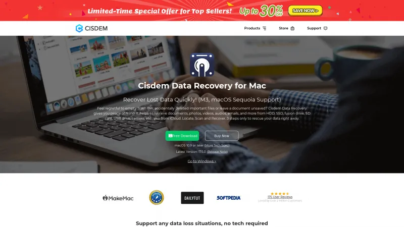 Homepage of Cisdem Data Recovery