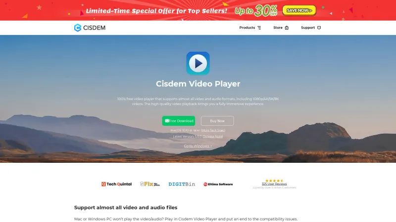 Homepage of Cisdem Video Player