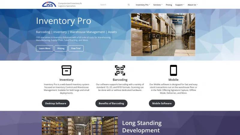 Homepage of Inventory Pro