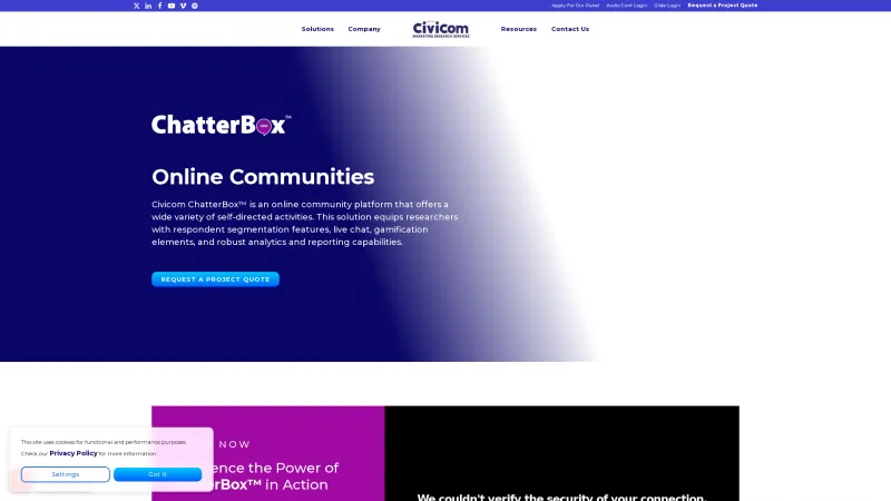 Homepage of Civicom Chatterbox