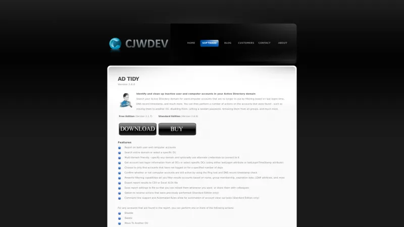 Homepage of AD Tidy