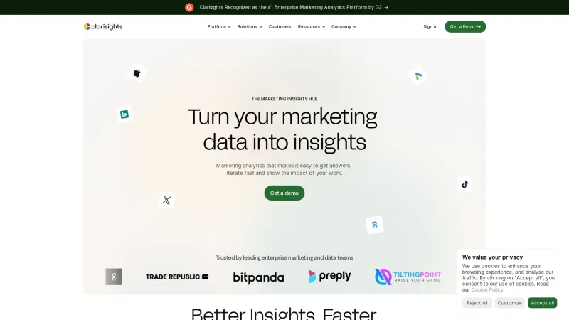 Homepage of Clarisights