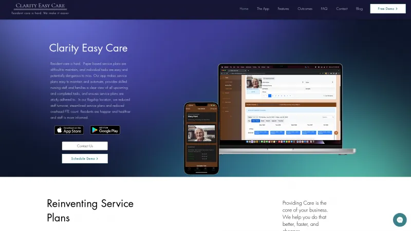 Homepage of Clarity Easy Care