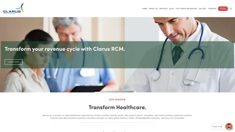 Homepage of Clarus RCM