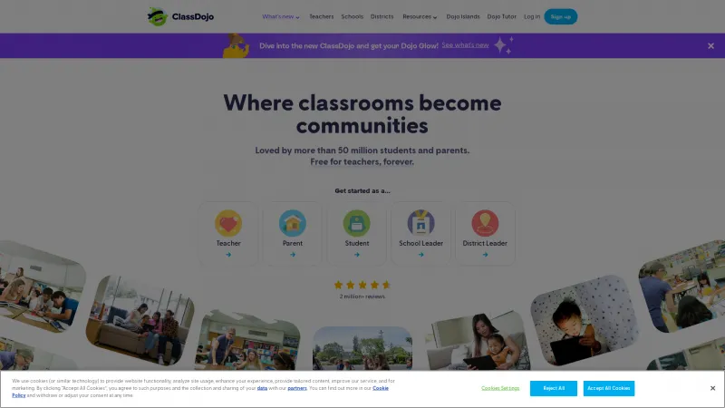 Homepage of ClassDojo