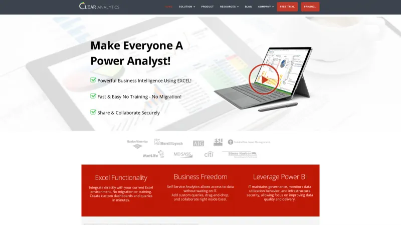 Homepage of Clear Analytics