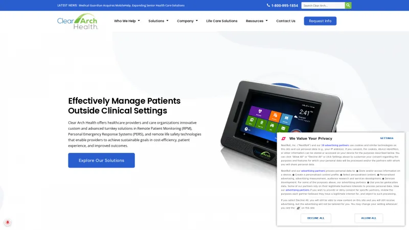 Homepage of Clear Arch Health