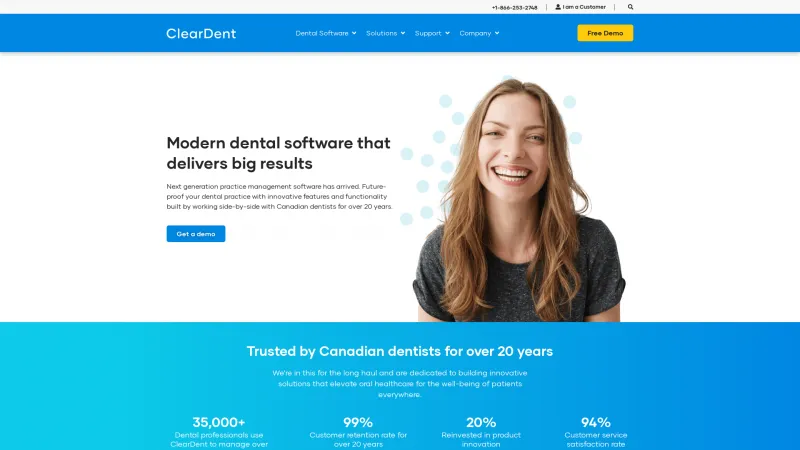 Homepage of ClearDent