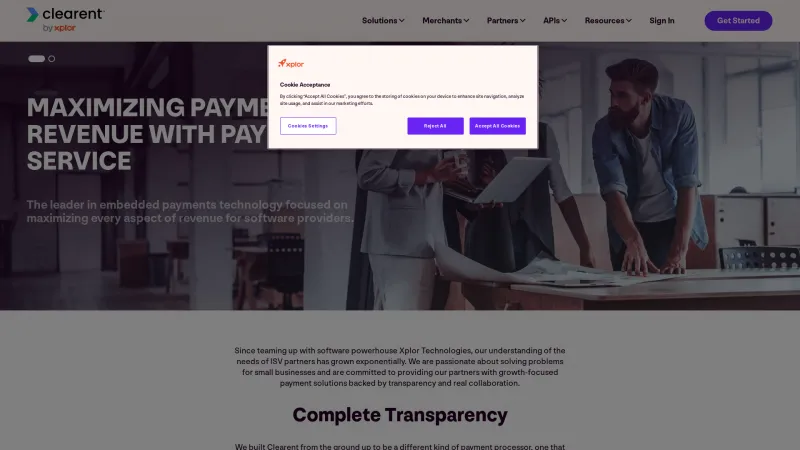 Homepage of Clearent Payment Processing