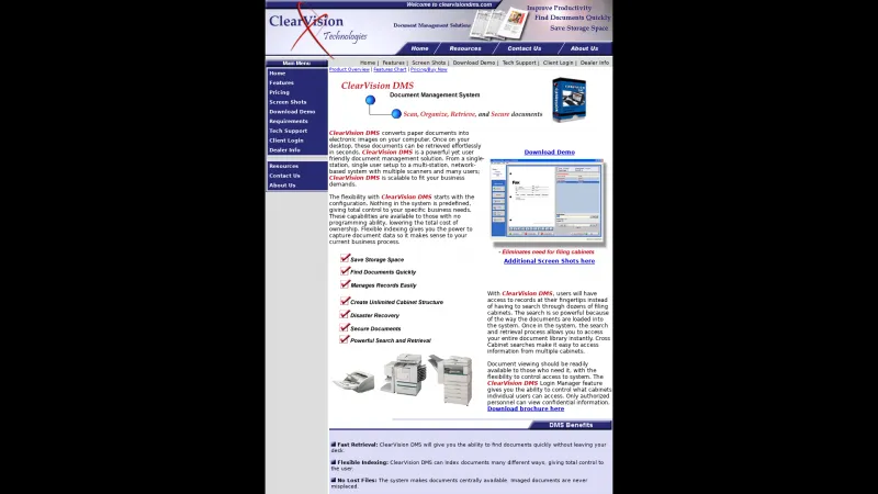 Homepage of ClearVision DMS