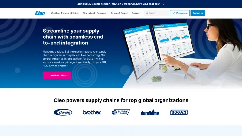 Homepage of Cleo Integration Cloud