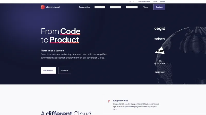 Homepage of Clever Cloud