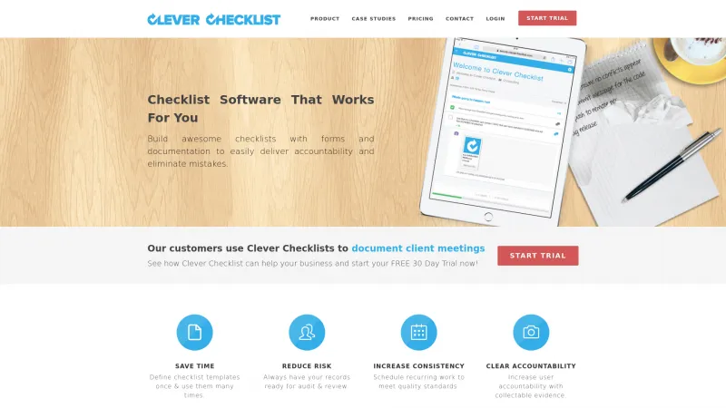 Homepage of Clever Checklist