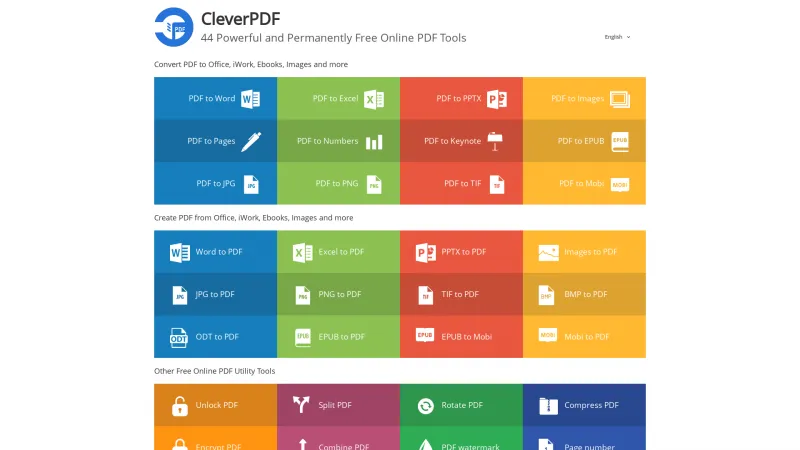 Homepage of CleverPDF