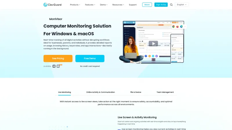 Homepage of MoniVisor