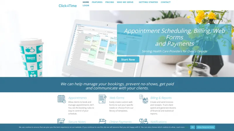 Homepage of Click4Time