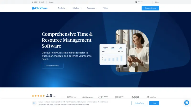 Homepage of ClickTime