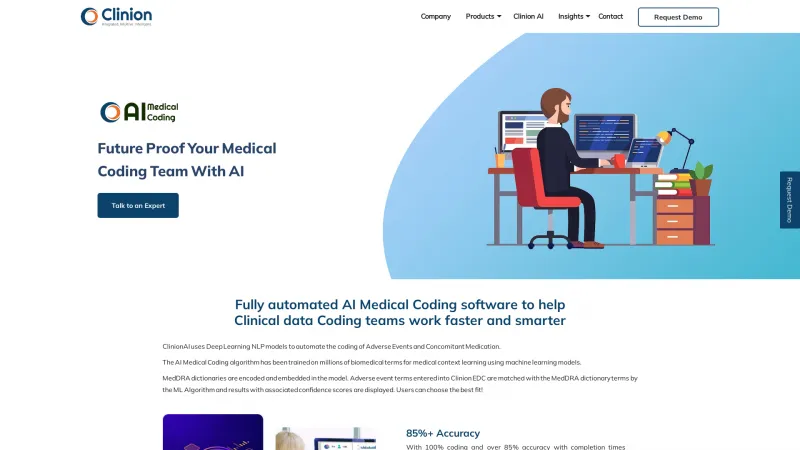 Homepage of ClinionAI Medical Coding