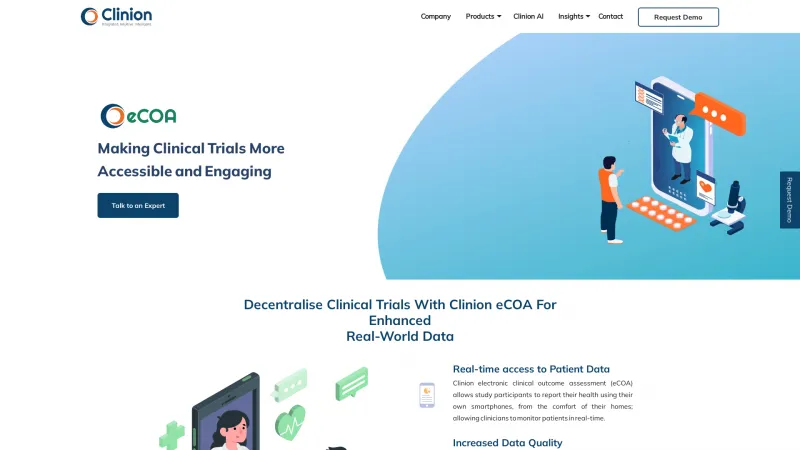 Homepage of Clinion eCOA