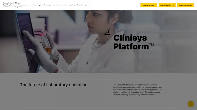 Homepage of Clinisys Laboratory Platform