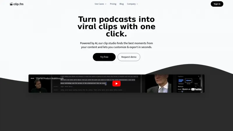 Homepage of ClipFM