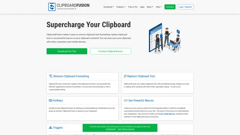 Homepage of ClipboardFusion