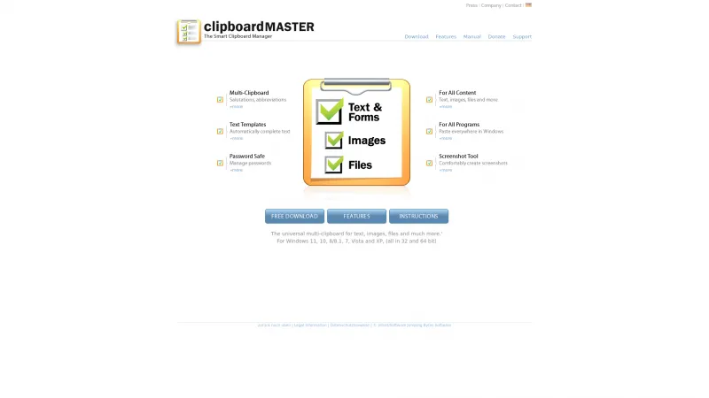 Homepage of Clipboard Master