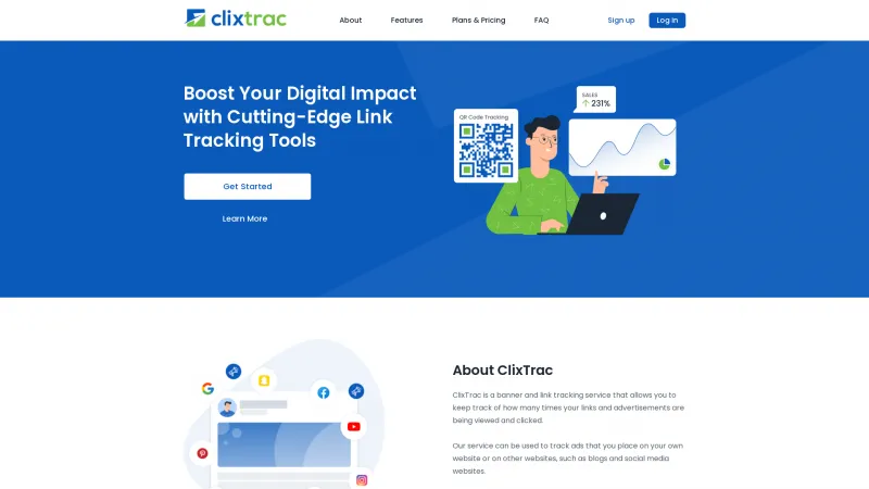 Homepage of ClixTrac