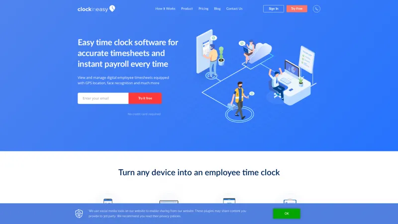 Homepage of ClockInEasy