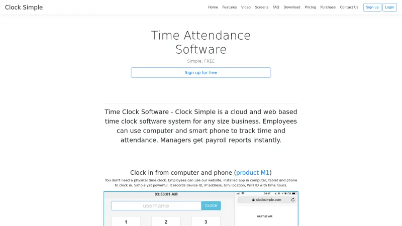 Homepage of Clock Simple