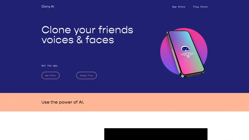 Homepage of Clony AI