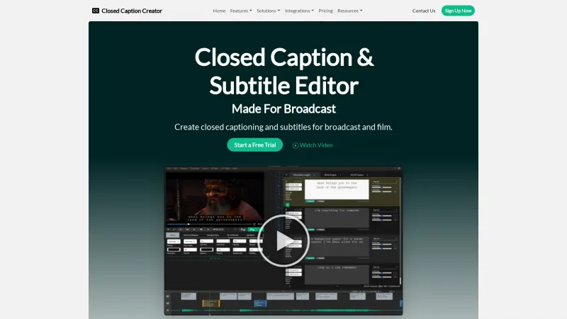 Homepage of Closed Caption Creator