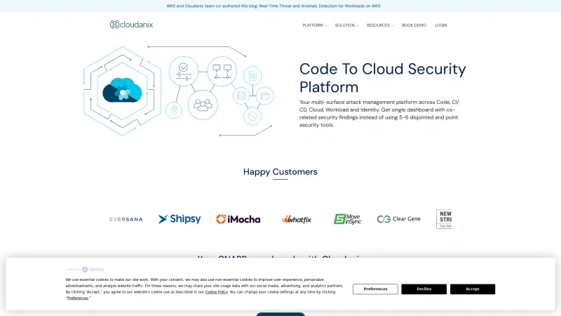 Homepage of Cloudanix