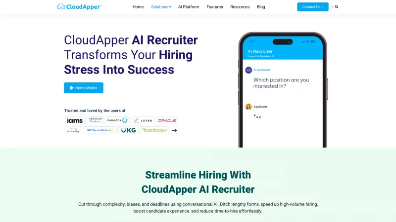 Homepage of CloudApper AI Recruiter