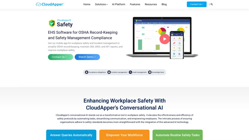 Homepage of CloudApper Safety